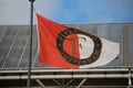 fllag of Feyenoord at the soccer stadium in Rotterdam named de Kuip.