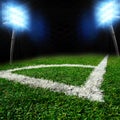 Soccer stadium with thw lights Royalty Free Stock Photo