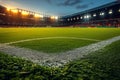 Soccer stadium with vibrant artificial turf, ready for play