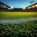 Soccer stadium with vibrant artificial turf, ready for play