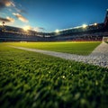 Soccer stadium with vibrant artificial turf, ready for play