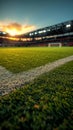 Soccer stadium with vibrant artificial turf, ready for play