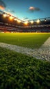 Soccer stadium with vibrant artificial turf, ready for play