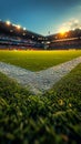 Soccer stadium with vibrant artificial turf, ready for play