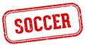 soccer stamp. soccer rectangular stamp on white background Royalty Free Stock Photo