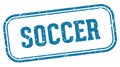 soccer stamp. soccer rectangular stamp on white background Royalty Free Stock Photo
