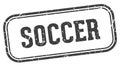soccer stamp. soccer rectangular stamp on white background Royalty Free Stock Photo