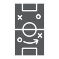 Soccer strategy glyph icon, game and field, football tactic sign, vector graphics, a solid pattern on a white background