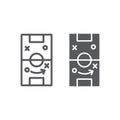 Soccer strategy line and glyph icon, game and field, football tactic sign, vector graphics, a linear pattern on a white