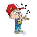 Little boy playing the flute Royalty Free Stock Photo