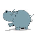 Big fat blue hippo walking
