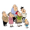 Mad family members waiting for explanations Royalty Free Stock Photo