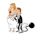 Skinny man and big woman getting married Royalty Free Stock Photo