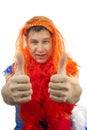 Soccer supporter thumbs up Royalty Free Stock Photo