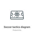 Soccer tactics diagram outline vector icon. Thin line black soccer tactics diagram icon, flat vector simple element illustration