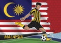 Soccer team player in uniform with state national flag of malays