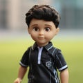 Soccer Doll Boy: Outdoor Portraiture In Light Indigo And Black