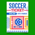 Soccer Ticket Online Purchase Promo Banner Vector