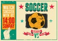 Soccer typographical vintage grunge style poster. Retro vector illustration. Royalty Free Stock Photo