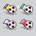 Soccer vector icons with ball and flags.