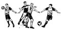 Soccer vector illustration. Three players in soccer. Royalty Free Stock Photo