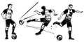 Soccer vector illustration. Three players in soccer. Royalty Free Stock Photo