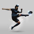 Soccer player volley a ball Royalty Free Stock Photo