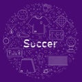Soccer white elements on purple Royalty Free Stock Photo