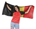 Soccer woman fan with flag in hands Royalty Free Stock Photo