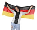 Soccer woman fan with flag in hands Royalty Free Stock Photo