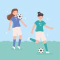 soccer women and ball