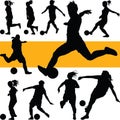 Soccer women silhouette. girl play soccer