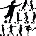 Soccer women silhouette. girl player Royalty Free Stock Photo