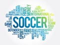 Soccer word cloud collage, sport concept background Royalty Free Stock Photo