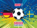 Soccer world championship match splash screen. Germany vs Sweden. Group F. Color vector illustration