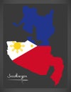 Soccsksargen map of the Philippines with Philippine national fla