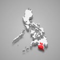 Soccsksargen region location within Philippines 3d map