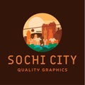 Sochi city logo vector illustration of buildings and landmarks