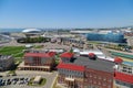 Top view of the administrative buildings and the Sochi Olympic Park on the seashore Royalty Free Stock Photo