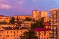 Sochi in light of setting sun reflected from clouds, Russia Royalty Free Stock Photo