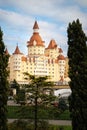 SOCHI, RUSSIA - April 13, 2023: Bogatyr Hotel near the Sochi Olympic park