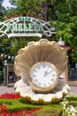 Sochi, Russia -Clock in form of a pearl close to entrance of the