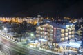 SOCHI, RUSSIA - DECEMBER 5,2019: Panoramic winter view of the ski resort Gorky Gorod, Sochi, Krasnaya Polyana