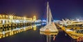 SOCHI, RUSSIA - FEBRUARY 10, 2018: Sea pier at night. Royalty Free Stock Photo