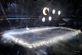 SOCHI, RUSSIA - FEBRUARY 7, 2014: snowflakes, which should become the Olympic rings, appear at the opening ceremony of the XXII O