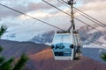 Krasnaya Polyana, former Gorky Gorod mountain ski resort. Ski lift gondola scenic close up on