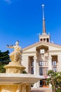 Sochi, Russia - JUNE 29, 2016: Fountain near Seaport Building. Royalty Free Stock Photo