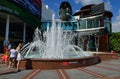 Sochi, Russia - June 2. 2018. fountain at shopping center Melodiya on Navaginskaya Street - place for walking