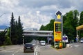 Sochi, Russia - June 5. 2018. Overhead pedestrian crossing on highway A-147 from Adler to Sochi Royalty Free Stock Photo