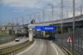 Sochi, Russia - June 2 2018. road A-147 with a road sign direction to the airport and the center of Sochi